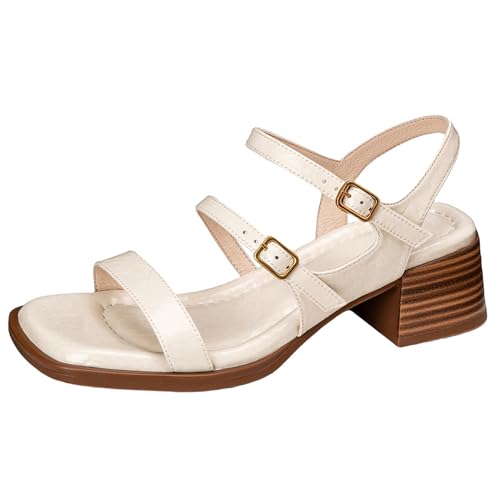 BULVJ Sommer Damen Riemchensandalen mit Schnallenverschluss Trendige Quadratische Offene Schuhe für Lässige Ausflüge BULVJ Sommer Damen Riemchensandalen mit Schnallenverschluss Trendige Quadratische Offene Schuhe für Lässige Ausflüge von BULVJ