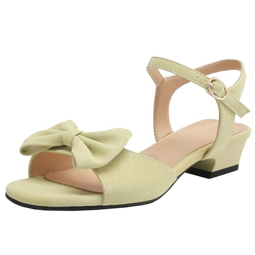 BULVJ Trendige Damen Runde Zehen Kleid Schuhe Knöchelriemen Sandalen - Bequemer Blockabsatz, Verzierte Schleife BULVJ Trendige Damen Runde Zehen Kleid Schuhe Knöchelriemen Sandalen - Bequemer Blockabsatz, Verzierte Schleife von BULVJ