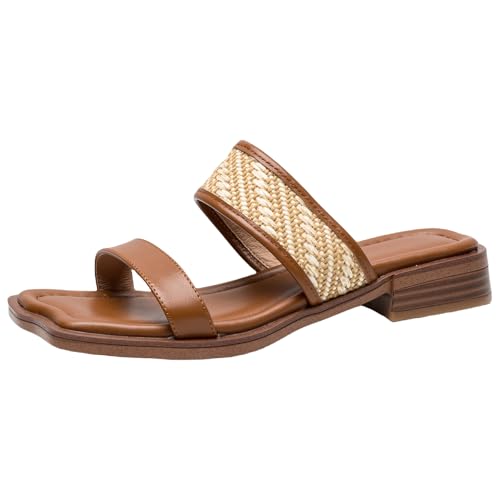 BULVJ Trendige Damen Sandalen mit Niedrigem Absatz Offene Zehen Slides Must Have Summer Style von BULVJ