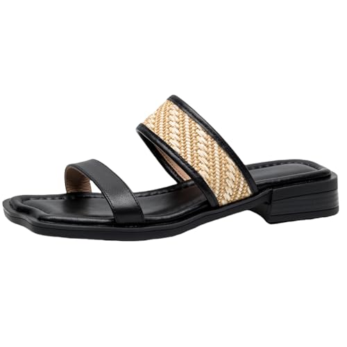 BULVJ Trendige Damen Sandalen mit Niedrigem Absatz Offene Zehen Slides Must Have Summer Style von BULVJ