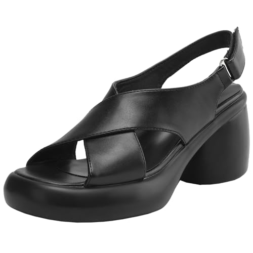 BULVJ Verstellbare Damensandalen mit Schnalle und Blockabsatz Slip-On Sommerschuhe von BULVJ
