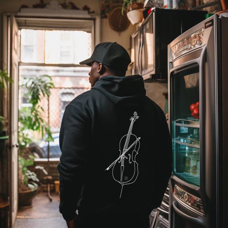Cello Hoodie, Unisex Sweater, Langarm Jacke Mit Kapuze Und Reissverschluss, Line Art Design Grafik, Cooles Geschenk von BUMIM