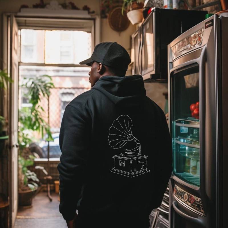 Grammofon Hoodie, Unisex Sweater, Langarm Jacke Mit Kapuze Und Reissverschluss, Line Art Design Grafik, Cooles Geschenk Grammofon Hoodie, Unisex Sweater, Langarm Jacke Mit Kapuze Und Reissverschluss, Line Art Design Grafik, Cooles Geschenk von BUMIM
