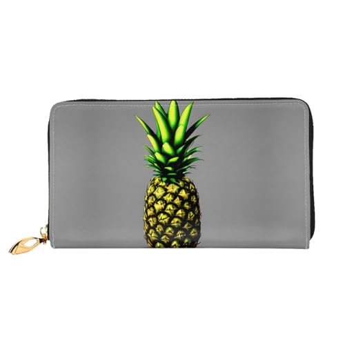 BUNAL Cartoon Ananas Stilvolle Multifunktions-Geldbörse - Minimalistisches Design 12 Kreditkartenfächer Mehrschichtiger Faltschutz für Ihre Karten und Essentials, Schwarz, Einheitsgröße von BUNAL