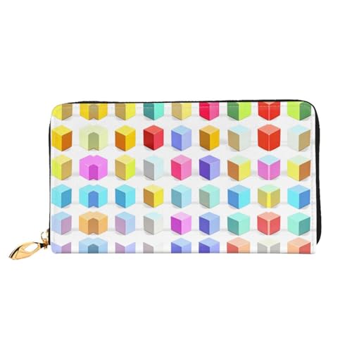 BUNAL Colorful Cubes Stilvolle Multifunktions-Brieftasche, minimalistisches Design, 12 Kreditkartenfächer, mehrschichtiger Faltschutz für Ihre Karten und wichtige Dinge, Schwarz, Einheitsgröße von BUNAL