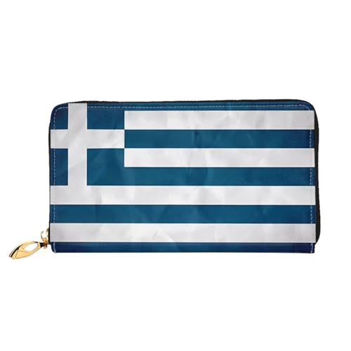 BUNAL Griechische Flagge, stilvolle multifunktionale Brieftasche, minimalistisches Design, 12 Kreditkartenfächer, mehrschichtiger Faltschutz für Ihre Karten und wichtige Dinge, Schwarz, Einheitsgröße von BUNAL