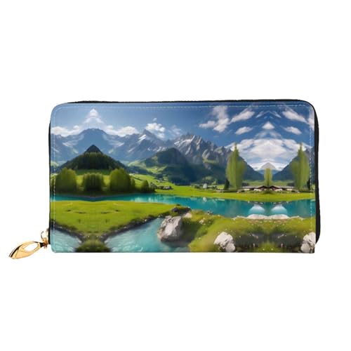 BUNAL Highland Lake Scenery Stilvolle Multifunktions-Geldbörse - Minimalistisches Design 12 Kreditkartenfächer Mehrschichtiger Faltschutz für Ihre Karten und Essentials, Schwarz, Einheitsgröße von BUNAL