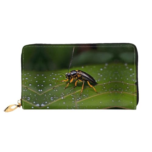 BUNAL Insects On Leaves Stilvolle Multifunktions-Geldbörse - Minimalistisches Design 12 Kreditkartenfächer Mehrschichtiger Faltschutz für Ihre Karten und Essentials, Schwarz, Einheitsgröße von BUNAL