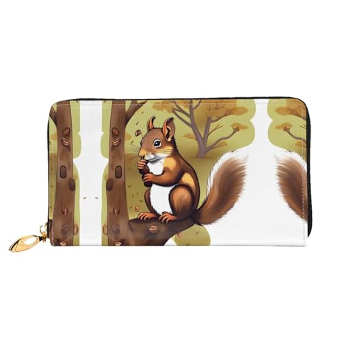 BUNAL Nut-Eating Squirrel Stilvolle Multifunktions-Geldbörse - Minimalistisches Design 12 Kreditkartenfächer Mehrschichtiger Faltschutz für Ihre Karten und Essentials, Schwarz, Einheitsgröße von BUNAL