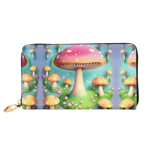 BUNAL Wonderful Little Mushrooms Stilvolle Multifunktions-Geldbörse - Minimalistisches Design 12 Kreditkartenfächer Mehrschichtiger Faltschutz für Ihre Karten und Essentials, Schwarz, Einheitsgröße von BUNAL