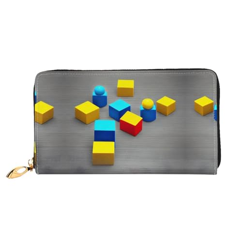 Colorful Blocks Stilvolle Multifunktions-Brieftasche, minimalistisches Design, 12 Kreditkartenfächer, mehrschichtiger Faltschutz für Ihre Karten und wichtige Dinge, Schwarz, Einheitsgröße von BUNAL