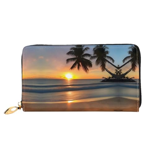 Sunset Beach Stilvolle Multifunktions-Geldbörse - Minimalistisches Design 12 Kreditkartenfächer Mehrschichtiger Faltschutz für Ihre Karten und Essentials, Schwarz, Einheitsgröße, Minimalistisch von BUNAL