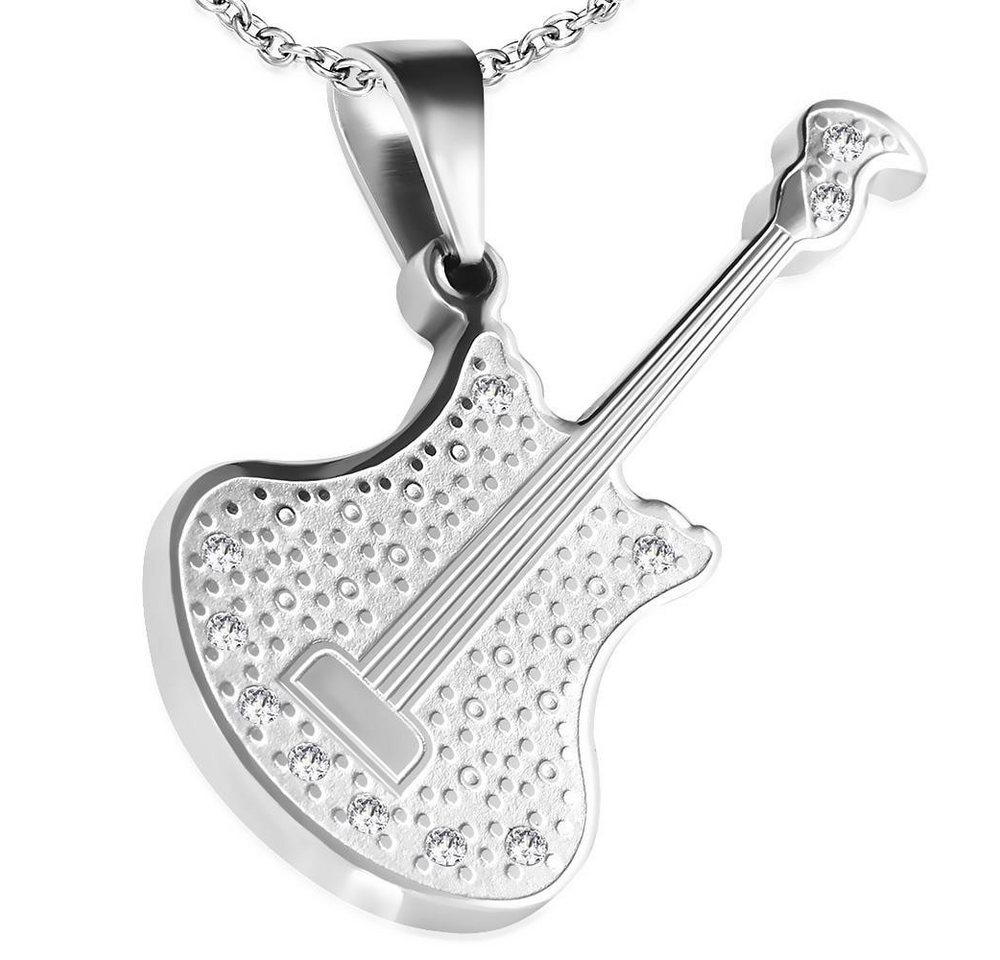 BUNGSA Anhänger Set Anhänger Akustik Gitarre Silber aus Edelstahl Unisex (1 Paar (2 Stück), 1-tlg), Pendant Halsketten von BUNGSA