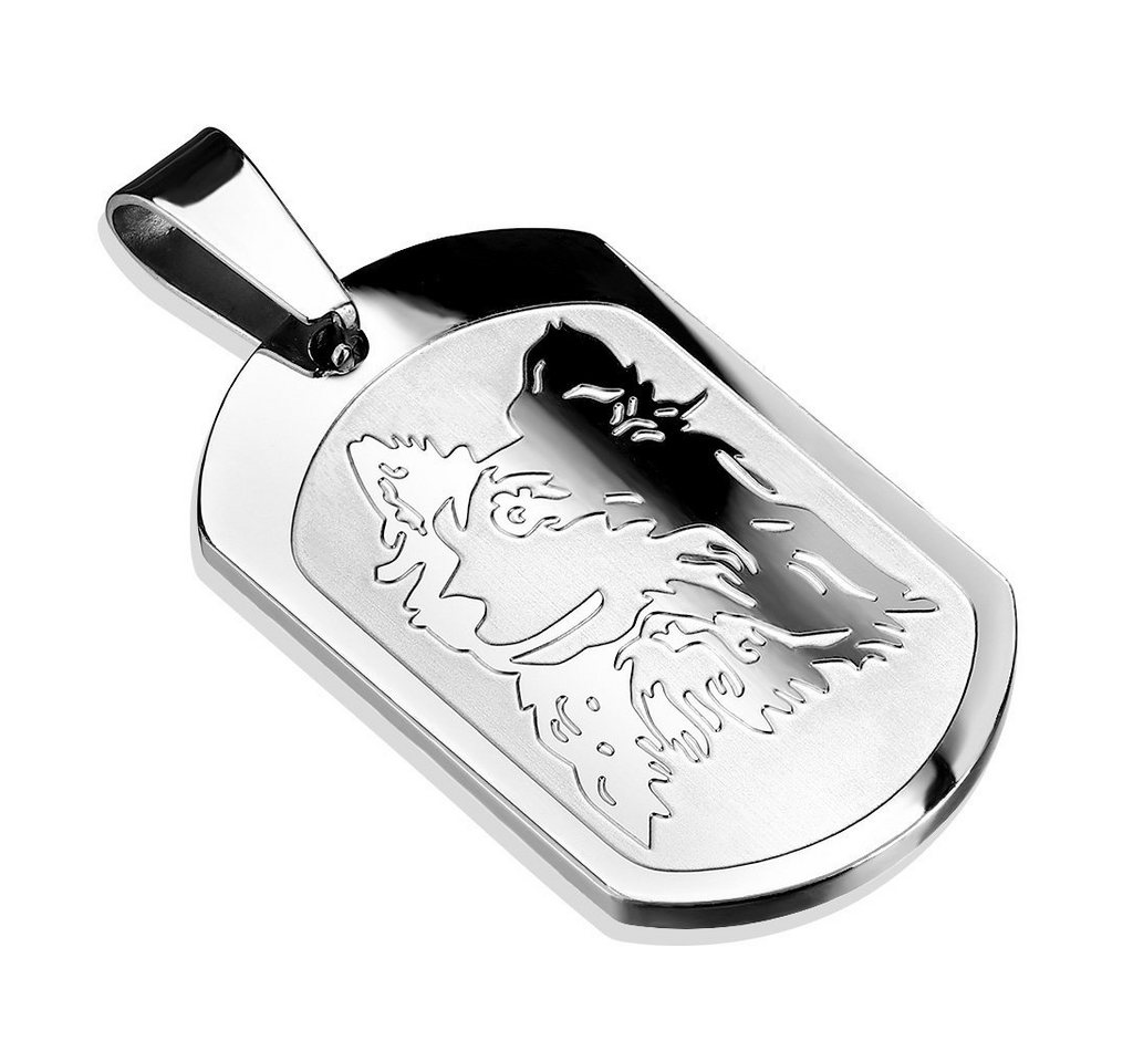 BUNGSA Anhänger Set Anhänger Dog Tag Hund Silber aus Edelstahl Unisex (1 Paar (2 Stück), 1-tlg), Pendant Halsketten von BUNGSA