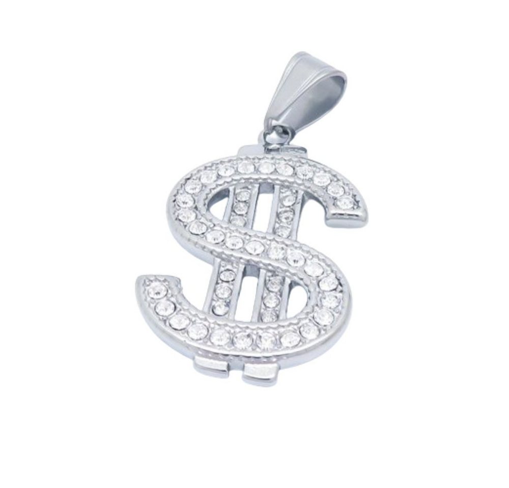 BUNGSA Anhänger Set Anhänger Dollarzeichen $$$ mit Kristall Silber aus Edelstahl Unisex von BUNGSA