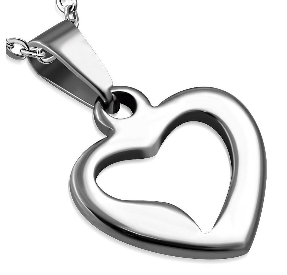 BUNGSA Anhänger Set Anhänger Herz offen Silber aus Edelstahl Unisex (1 Paar (2 Stück), 1-tlg), Pendant Halsketten von BUNGSA