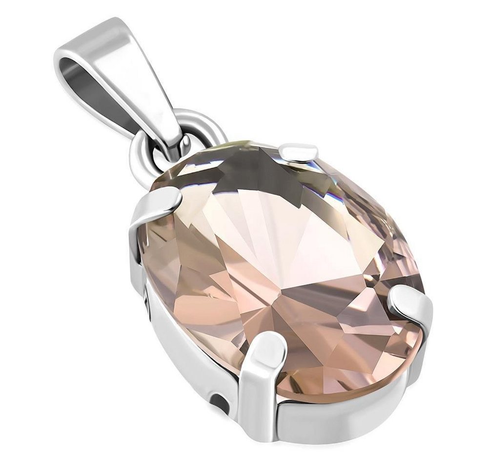 BUNGSA Anhänger Set Anhänger Kristall oval Silber aus Edelstahl Damen (1-tlg), Pendant Halsketten von BUNGSA