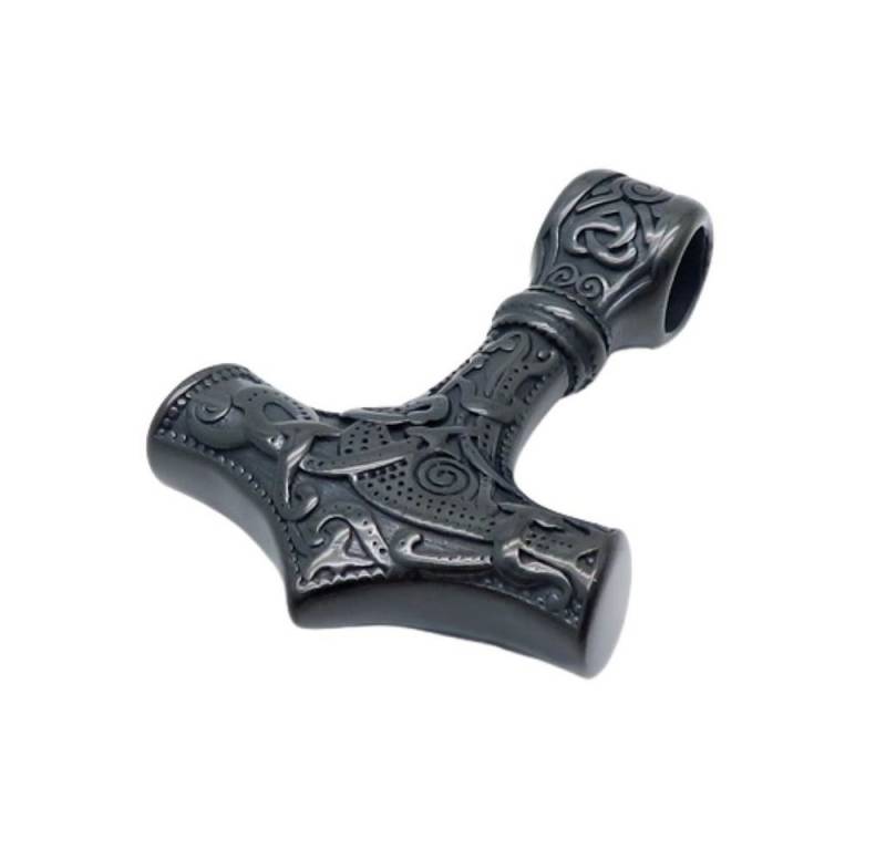 BUNGSA Anhänger Set Anhänger Thor´s Hammer schwarz aus Edelstahl Unisex von BUNGSA