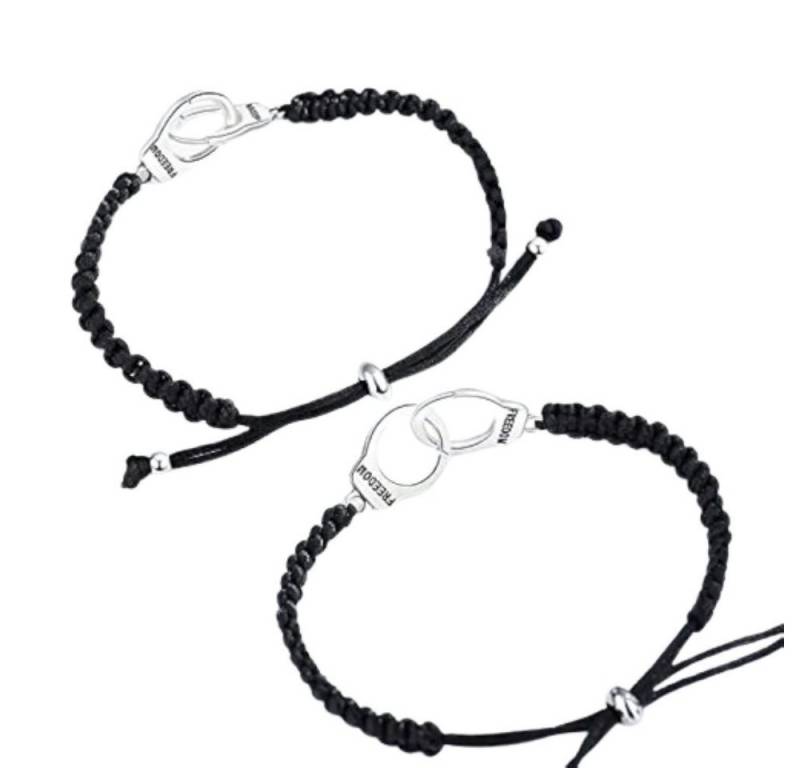 BUNGSA Armband Armband 2teilig Handschellen Freundschaft aus Nylon/Edelstahl Unisex (2 Armbänder, 1-tlg), Bracelet Armschmuck von BUNGSA