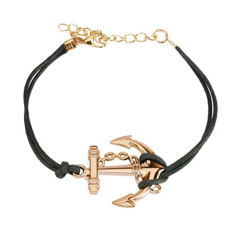 BUNGSA Armband Schwarz - Armband Anker aus Leder Unisex (1 Armband, 1-tlg), Bracelet Armschmuck von BUNGSA