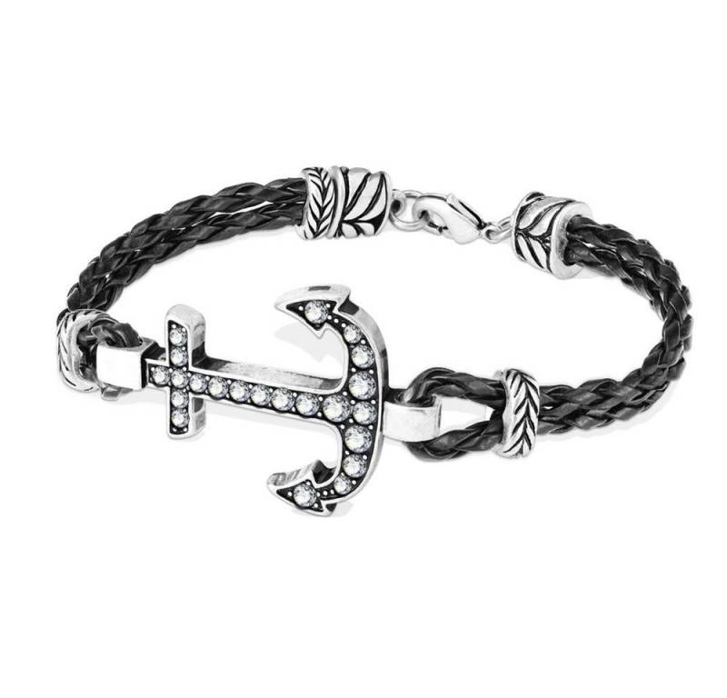 BUNGSA Armband Armband Anker mit Kristallen schwarz Unisex (1 Armband, 1-tlg), Bracelet Armschmuck von BUNGSA