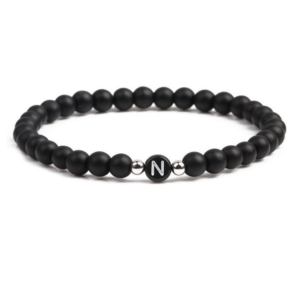 BUNGSA Armband Armband Buchstaben schwarze Perlen Unisex - N (1 Armband, 1-tlg), Bracelet Armschmuck von BUNGSA