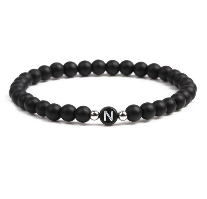 BUNGSA Armband Armband Buchstaben schwarze Perlen Unisex - N (1 Armband, 1-tlg), Bracelet Armschmuck von BUNGSA