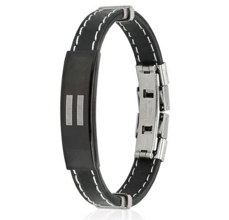 BUNGSA Armband Armband Gleichheitszeichen schwarz aus Gummi Unisex (1 Armband, 1-tlg), Bracelet Armschmuck von BUNGSA