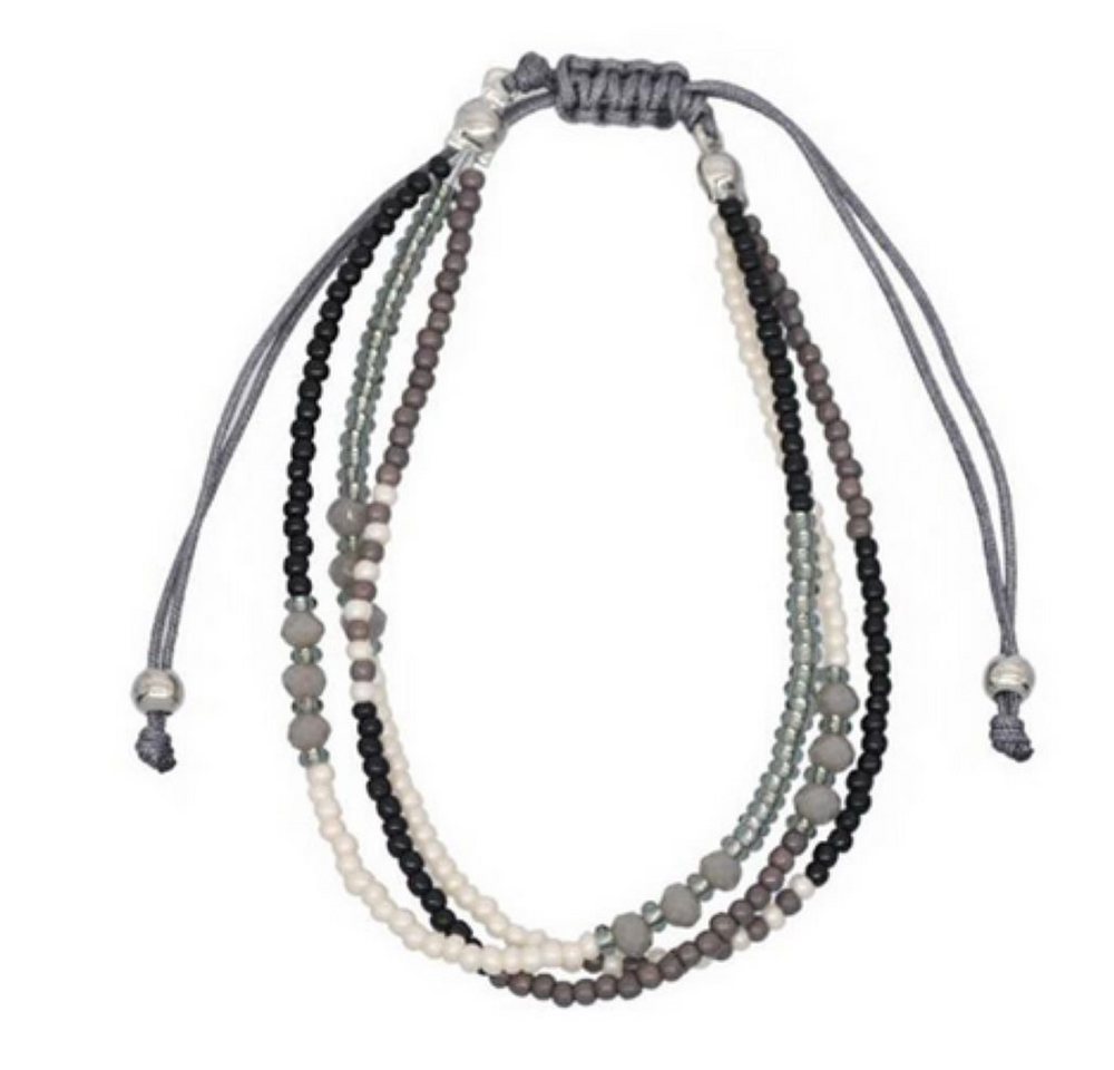 BUNGSA Armband Armband Perlen Boho -Style aus Nylon Unisex weiß-grau-schwarz (1 Armband, 1-tlg), Bracelet Armschmuck von BUNGSA