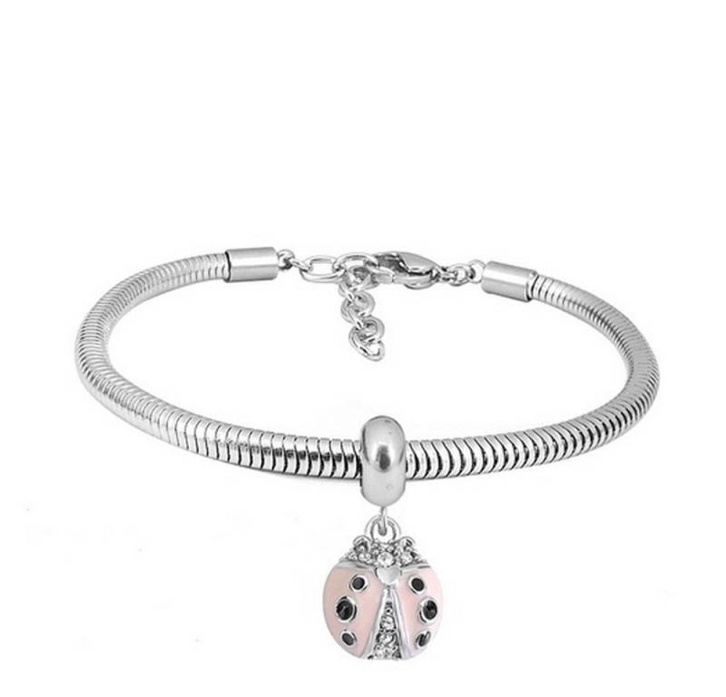 BUNGSA Armband Armband Re Schlangenkette mit Anhänger "Käfer" Silber Edelstahl Damen (1 Armband, 1-tlg), Bracelet Armschmuck von BUNGSA