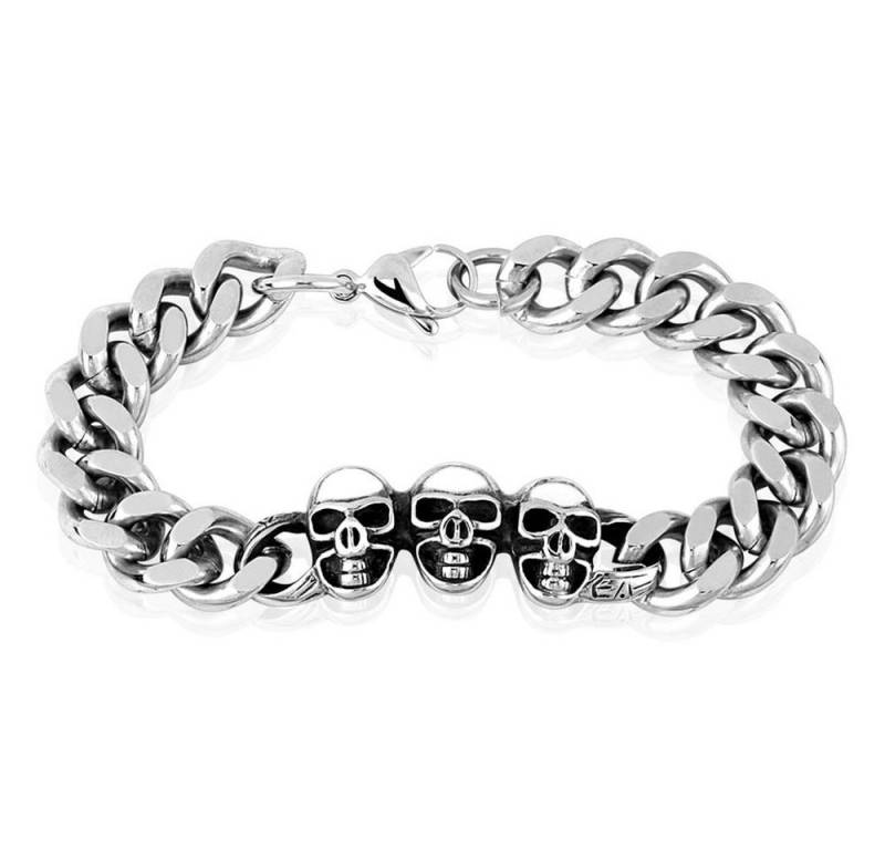 BUNGSA Armband Armband Totenkopf massiv Silber aus Edelstahl Herren (1 Armband, 1-tlg), Bracelet Armschmuck von BUNGSA