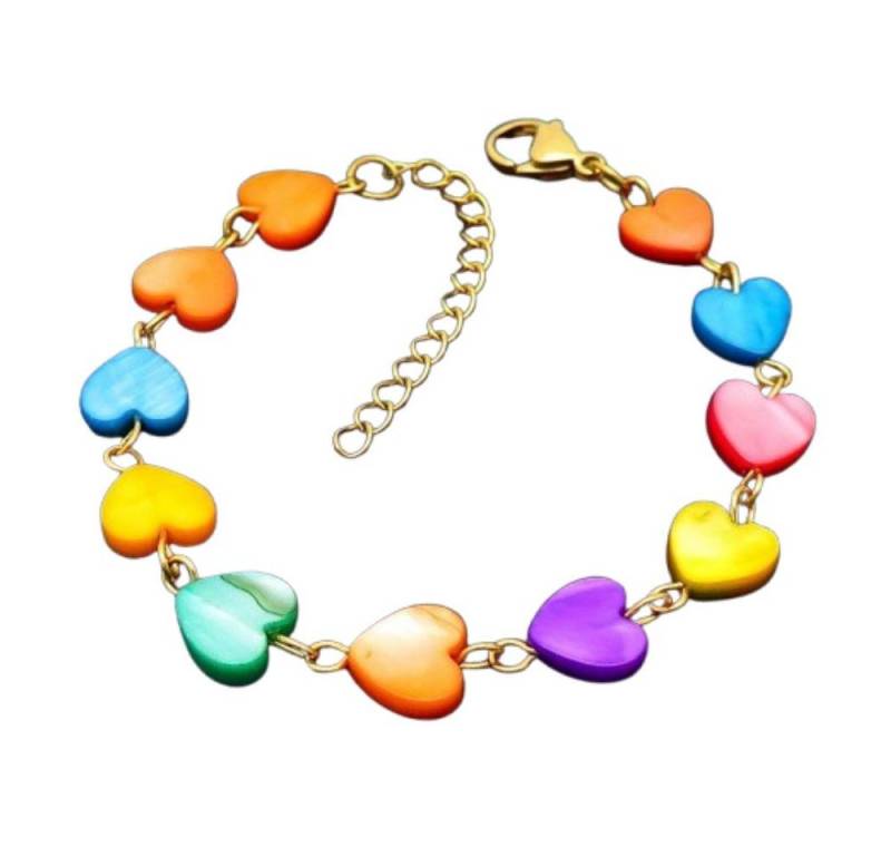 BUNGSA Armband Armband bunte Herzen aus Edelstahl Damen (1 Armband, 1-tlg), Bracelet Armschmuck von BUNGSA