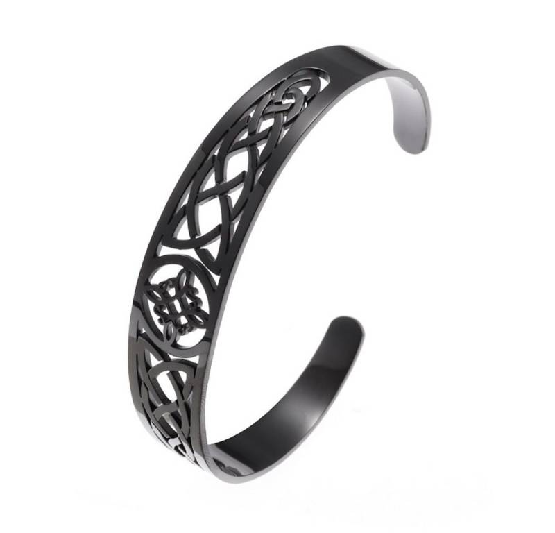 BUNGSA Armband Armreifen Keltenknoten aus Edelstahl Damen schwarz (1 Armband, 1-tlg), Bracelet Armschmuck von BUNGSA