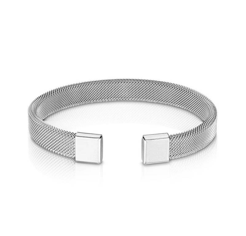 BUNGSA Armband Armreifen flexibles Maschengeflecht Silber aus Edelstahl Damen (1 Armband, 1-tlg), Bracelet Armschmuck von BUNGSA