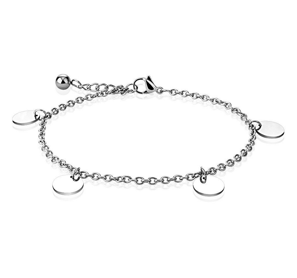 BUNGSA Armband Bettelarmband mit runden Plättchen Silber aus Edelstahl Damen (1 Armband, 1-tlg), Bracelet Armschmuck von BUNGSA