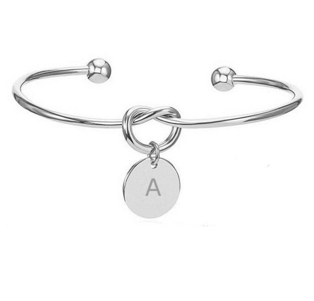 BUNGSA Armband Buchstaben Armreifen aus Messing Silber Unisex - Buchstabe F (1 Armband, 1-tlg), Bracelet Armschmuck von BUNGSA