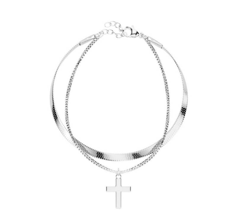 BUNGSA Armband Doppelarmband Kreuz Silber aus Edelstahl Damen (1 Armband, 1-tlg), Bracelet Armschmuck von BUNGSA