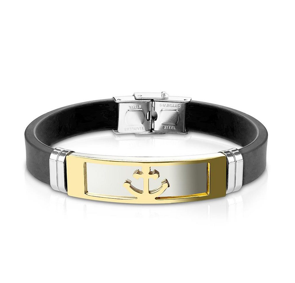 BUNGSA Armband goldener Anker - Armband Anker schwarz aus Silikon Herren (1 Armband, 1-tlg), Bracelet Armschmuck von BUNGSA
