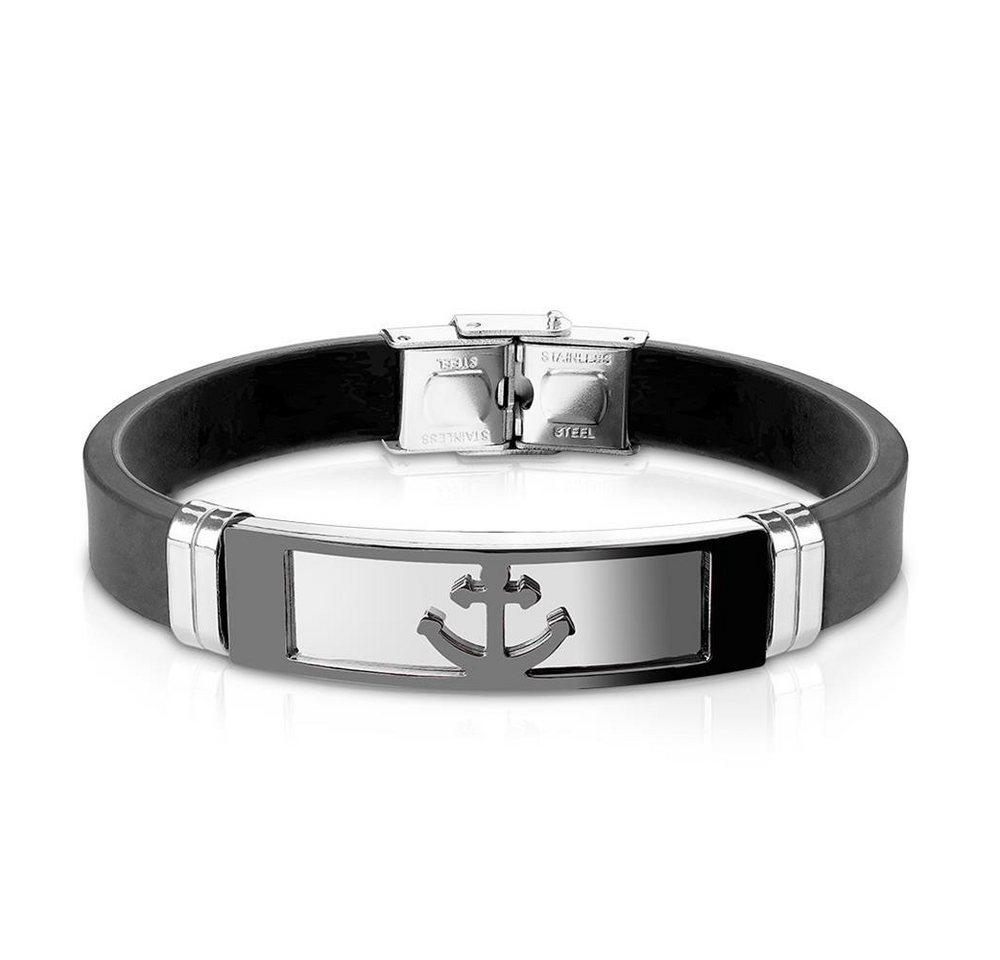 BUNGSA Armband schwarzer Anker - Armband Anker schwarz aus Silikon Herren (1 Armband, 1-tlg), Bracelet Armschmuck von BUNGSA