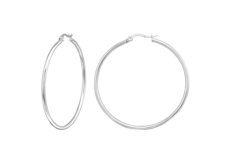 BUNGSA Creolen-Set Creolen 5cm Silber aus Edestahl Damen (1 Paar (2 Stück), 2-tlg), Ohrschmuck Ohrringe von BUNGSA