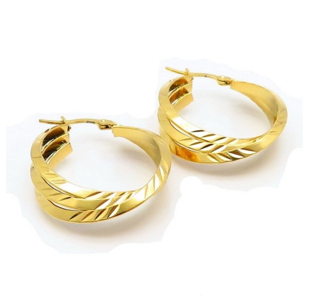 BUNGSA Creolen-Set Creolen Boho Style Dreifachoptik mit Muster gold aus Edelstahl Damen (1 Paar (2 Stück), 2-tlg), Ohrschmuck Ohrringe von BUNGSA