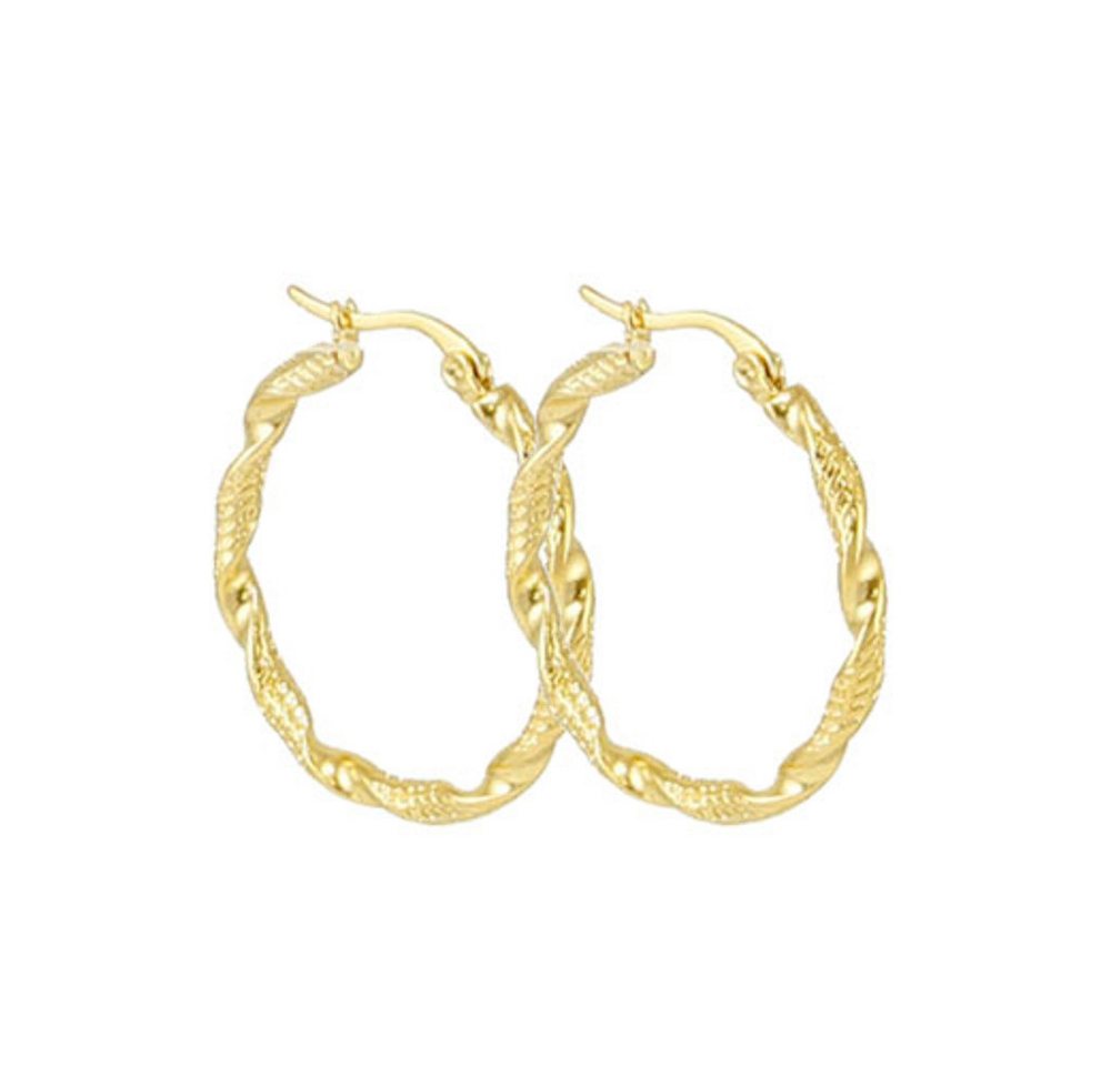 BUNGSA Creolen-Set Creolen Boho Style gedreht gold aus Edelstahl Damen (1 Paar (2 Stück), 2-tlg), Ohrschmuck Ohrringe von BUNGSA