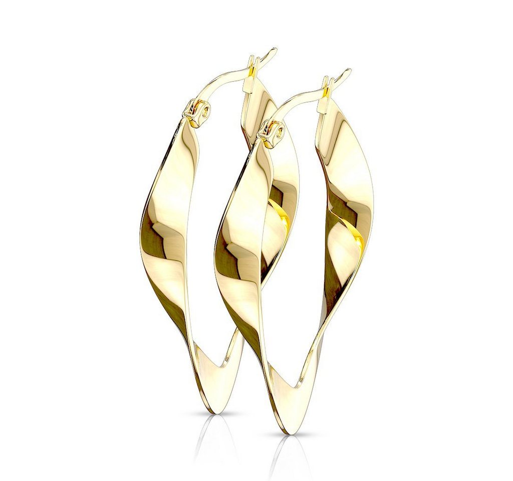 BUNGSA Creolen-Set Creolen Boho Style goldfarben oval aus Edelstahl Damen (1 Paar (2 Stück), 2-tlg), Ohrschmuck Ohrringe von BUNGSA