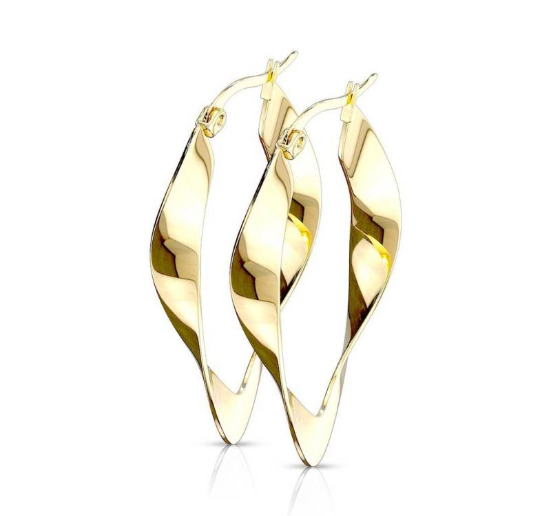 BUNGSA Creolen-Set Creolen Boho Style goldfarben oval aus Edelstahl Damen (1 Paar (2 Stück), 2-tlg), Ohrschmuck Ohrringe von BUNGSA