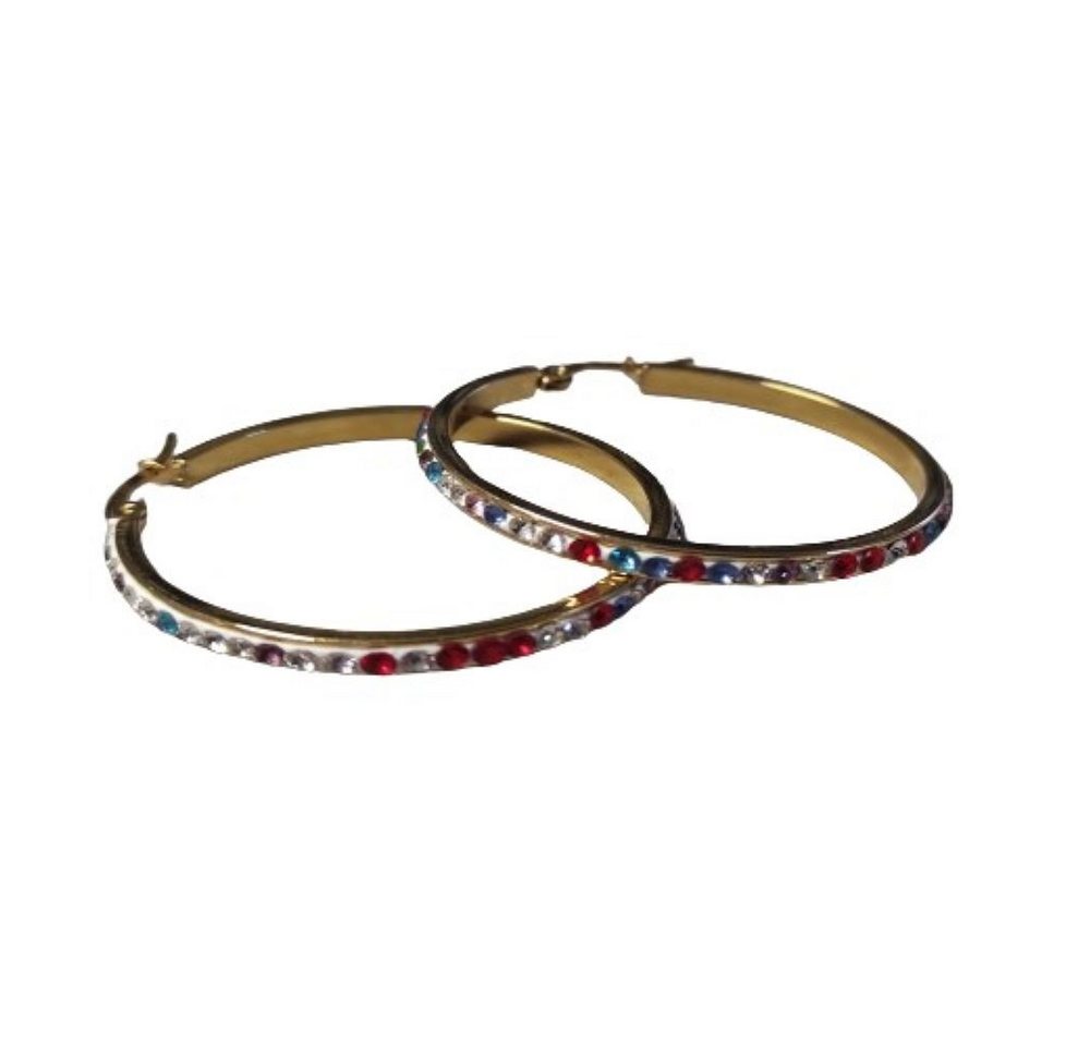 BUNGSA Ohrring-Set Creolen Boho Style mit bunten Steinchen gold aus Edelstahl Damen (1 Paar (2 Stück), 2-tlg), Ohrschmuck Ohrringe von BUNGSA