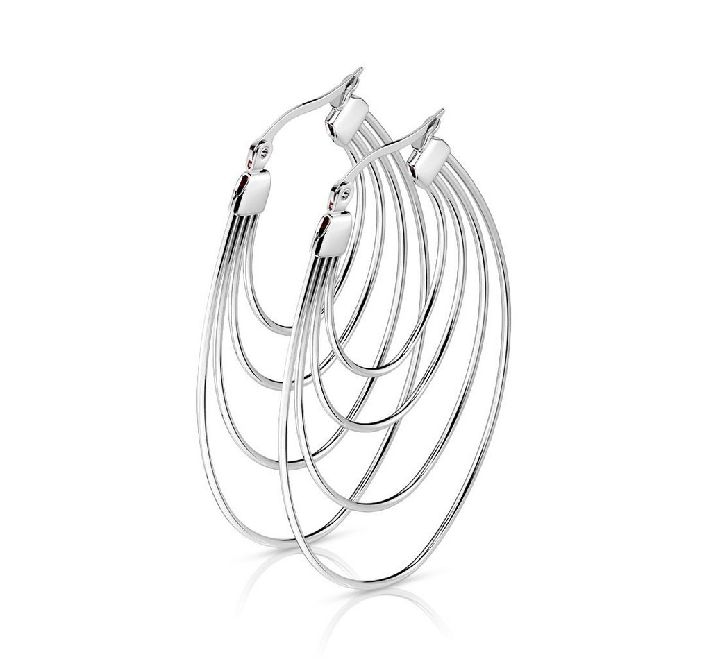 BUNGSA Creolen-Set Creolen Boho Style oval aus Edelstahl Damen (1 Paar (2 Stück), 2-tlg), Ohrschmuck Ohrringe von BUNGSA