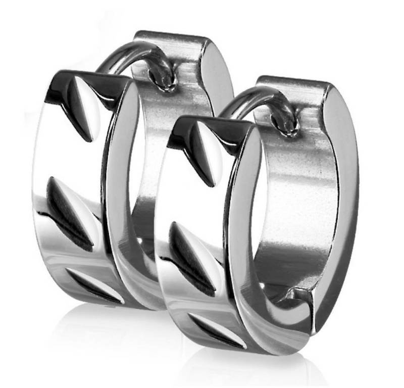 BUNGSA Creolen-Set Creolen Diagonalschliff silber aus Edelstahl für Damen (1 Paar (2 Stück), 2-tlg), Ohrschmuck Ohrringe von BUNGSA
