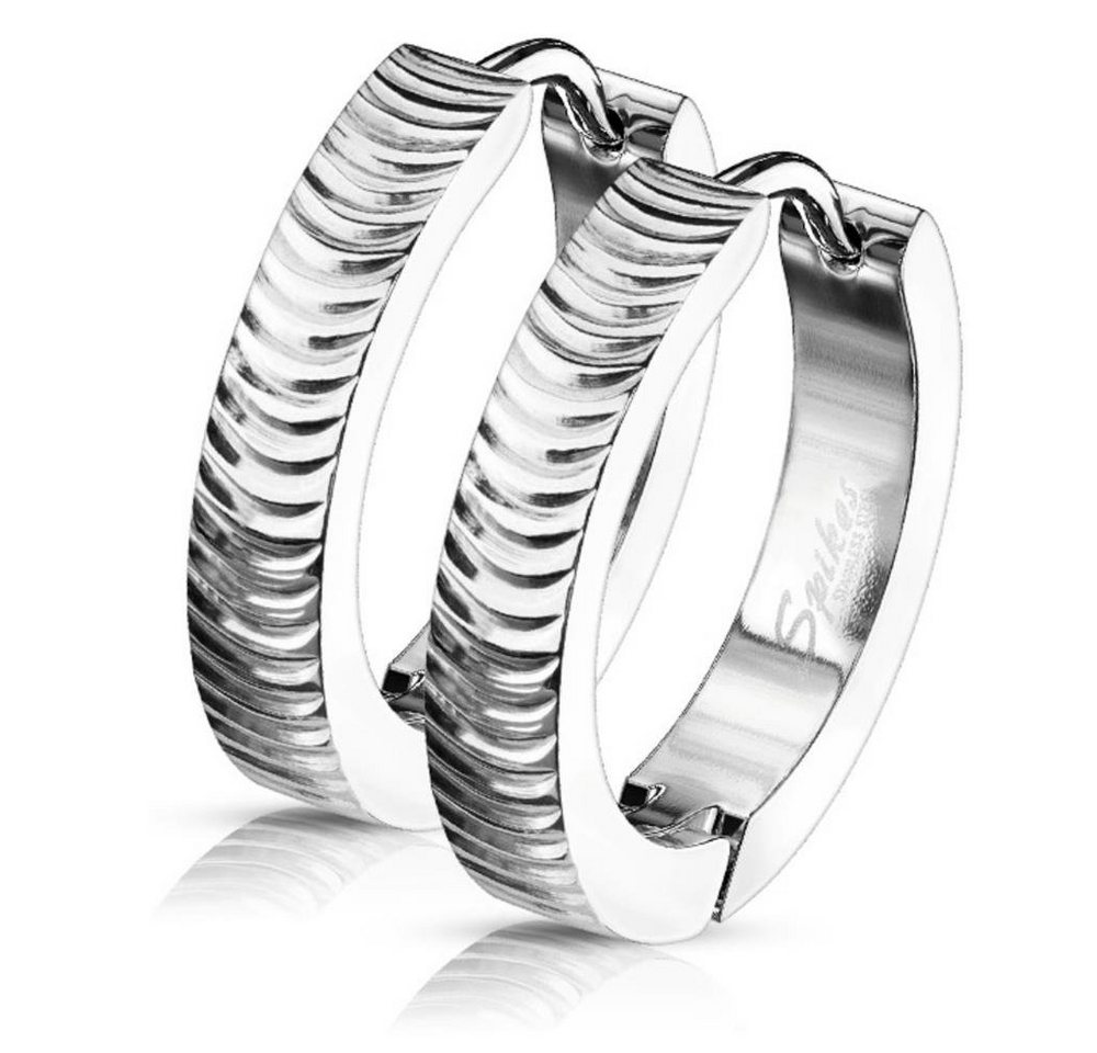 BUNGSA Creolen-Set Creolen Klappverschluss Rillenstruktur 20mm aus Edelstahl Damen (1 Paar (2 Stück), 2-tlg), Ohrschmuck Ohrringe von BUNGSA