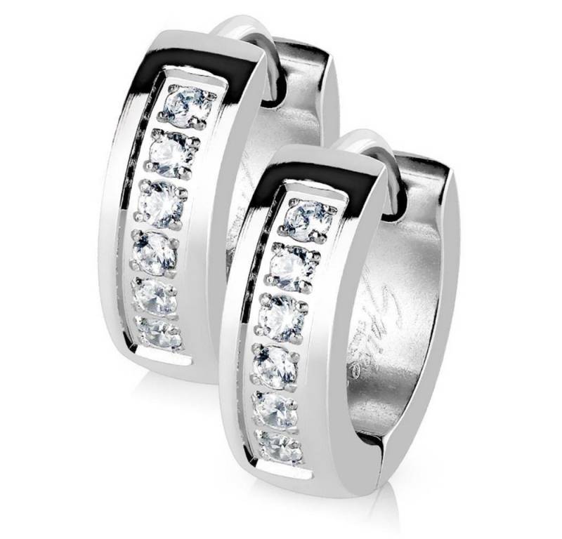 BUNGSA Creolen-Set Creolen Kristall Silber aus Edelstahl Damen (1 Paar (2 Stück), 2-tlg), Ohrschmuck Ohrringe von BUNGSA