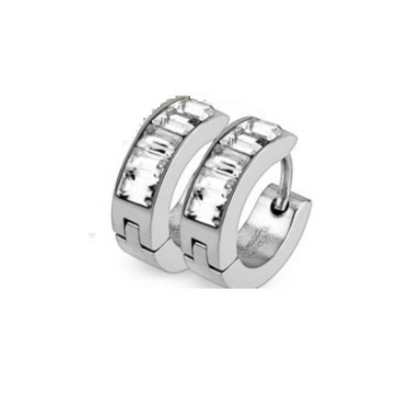 BUNGSA Creolen-Set Creolen Kristall silber aus Edelstahl für Damen (1 Paar (2 Stück), 1-tlg), Ohrschmuck Ohrringe von BUNGSA